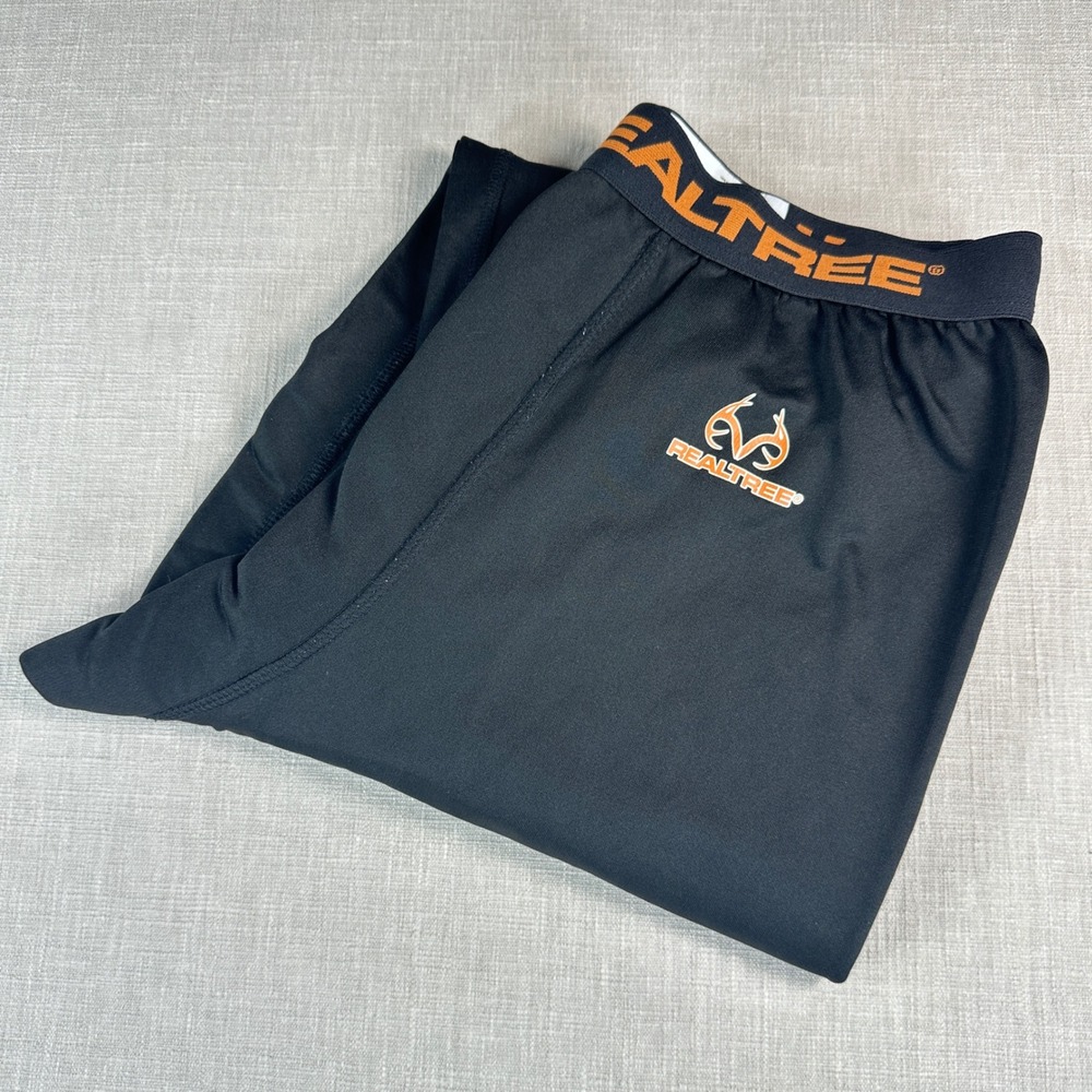 Realtree Base Layer Pants Mens M 32 34 Black Hunting Thermal Performance